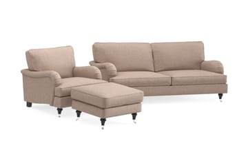 Howard Classic Soffgrupp 3-sits Soffa + Fåtölj + Fotpall i Tyg - Mörkbeige - Möbler - Soffa - Soffgrupp - Soffgrupp 3 2 1