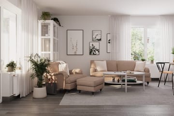 Howard Classic Soffgrupp 3-sits Soffa + Fåtölj + Fotpall i Tyg - Mörkbeige - Möbler - Soffa - Soffgrupp - Soffgrupp 3 2 1