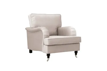 Howard Classic Soffgrupp 3-Sits Soffa och Fåtölj samt Fotpall i Sammet - Beige - Möbler - Soffa - Soffgrupp - Soffgrupp 3 2 1