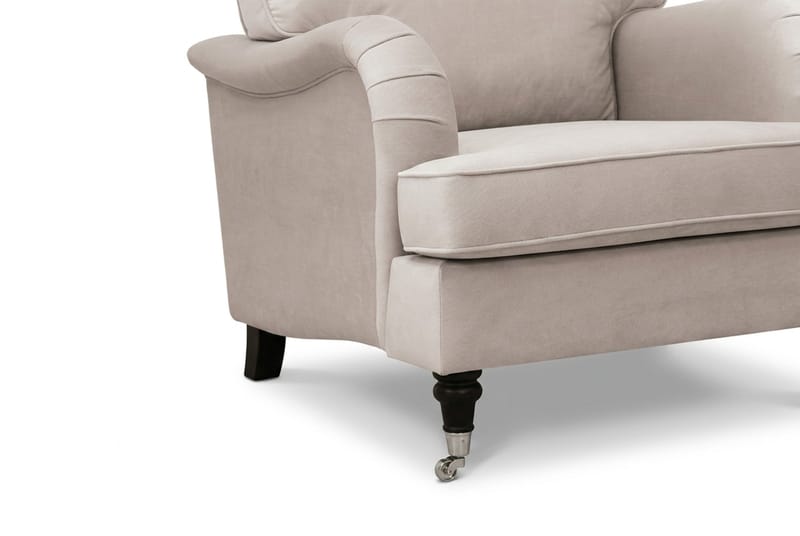 Howard Classic Soffgrupp 3-Sits Soffa och Fåtölj samt Fotpall i Sammet - Beige - Möbler - Soffa - Soffgrupp - Soffgrupp 3 2 1