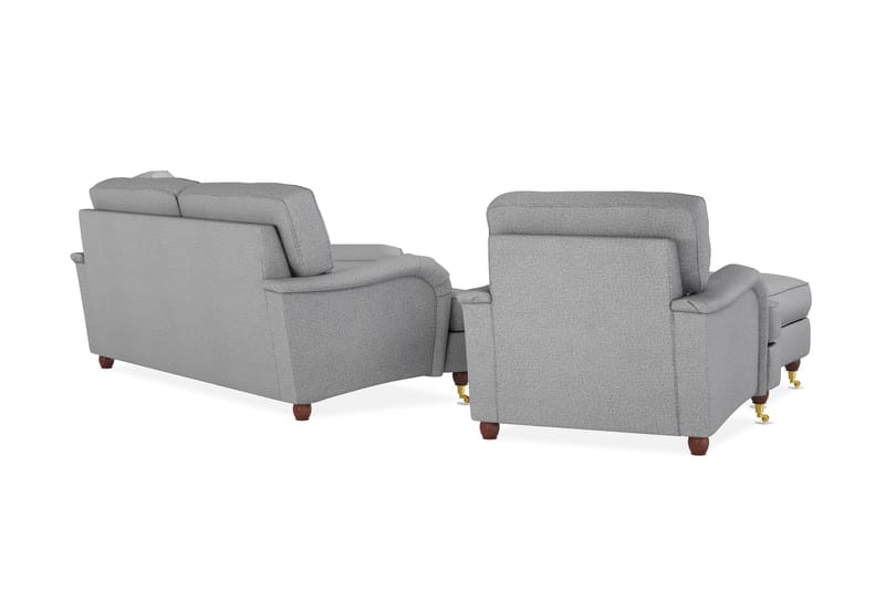 Howard Lyx Soffgrupp 3-sits Soffa + Divanfåtölj + Fåtölj + Fotpall i Tyg - Ljusgrå - Möbler - Soffa - Soffgrupp - Soffgrupp 3 2 1
