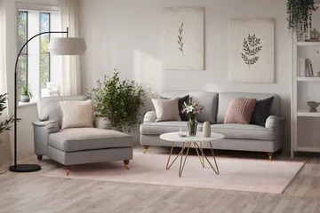 Howard Lyx Soffgrupp 3-sits Soffa + Divanfåtölj i Tyg - Ljusgrå - Möbler - Soffa - Soffgrupp - Soffgrupp 3 2 1