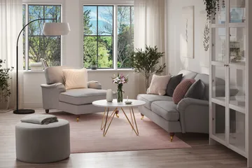 Howard Lyx Soffgrupp 3-sits Soffa + Divanfåtölj i Tyg - Ljusgrå - Möbler - Soffa - Soffgrupp - Soffgrupp 3 2 1