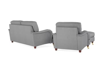 Howard Lyx Soffgrupp 3-sits Soffa + Fåtölj + Fotpall i Tyg - Ljusgrå - Möbler - Soffa - Soffgrupp - Soffgrupp 3 2 1