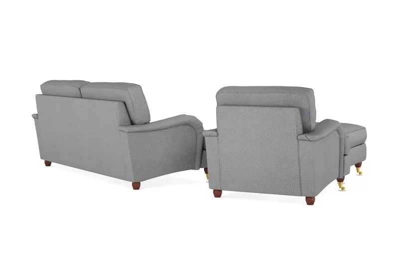 Howard Lyx Soffgrupp 3-sits Soffa + Fåtölj + Fotpall i Tyg - Ljusgrå - Möbler - Soffa - Soffgrupp - Soffgrupp 3 2 1