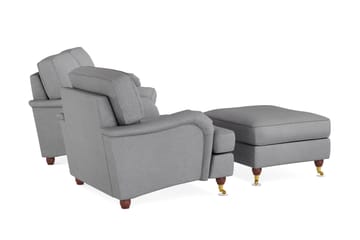 Howard Lyx Soffgrupp 3-sits Soffa + Fåtölj + Fotpall i Tyg - Ljusgrå - Möbler - Soffa - Soffgrupp - Soffgrupp 3 2 1