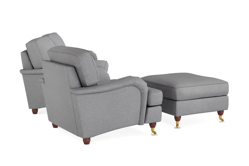 Howard Lyx Soffgrupp 3-sits Soffa + Fåtölj + Fotpall i Tyg - Ljusgrå - Möbler - Soffa - Soffgrupp - Soffgrupp 3 2 1