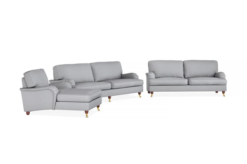 Howard Lyx Soffgrupp 4-sits + 3-sits Soffa + Divanfåtölj i Tyg - Ljusgrå - Möbler - Soffa - Soffgrupp - Soffgrupp 3 2 1