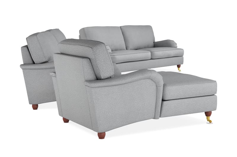 Howard Lyx Soffgrupp 4-sits + 3-sits Soffa + Divanfåtölj i Tyg - Ljusgrå - Möbler - Soffa - Soffgrupp - Soffgrupp 3 2 1