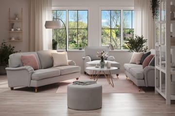 Howard Lyx Soffgrupp 4-sits + 3-sits Soffa + Divanfåtölj i Tyg - Ljusgrå - Möbler - Soffa - Soffgrupp - Soffgrupp 3 2 1