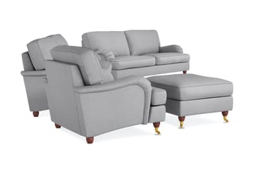 Howard Lyx Soffgrupp 4-sits + 3-sits Soffa + Fåtölj + Fotpall i Tyg - Ljusgrå - Möbler - Soffa - Soffgrupp - Soffgrupp 3 2 1