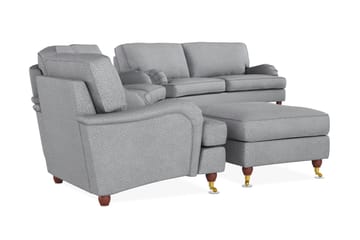Howard Lyx Soffgrupp 4-sits + 3-sits Svängd Soffa + Fåtölj + Fotpall i Tyg - Ljusgrå - Möbler - Soffa - Soffgrupp - Soffgrupp 3 2 1