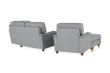 Howard Lyx Soffgrupp 4-sits + 3-sits Svängd Soffa + Fåtölj + Fotpall i Tyg - Ljusgrå - Möbler - Soffa - Soffgrupp - Soffgrupp 3 2 1