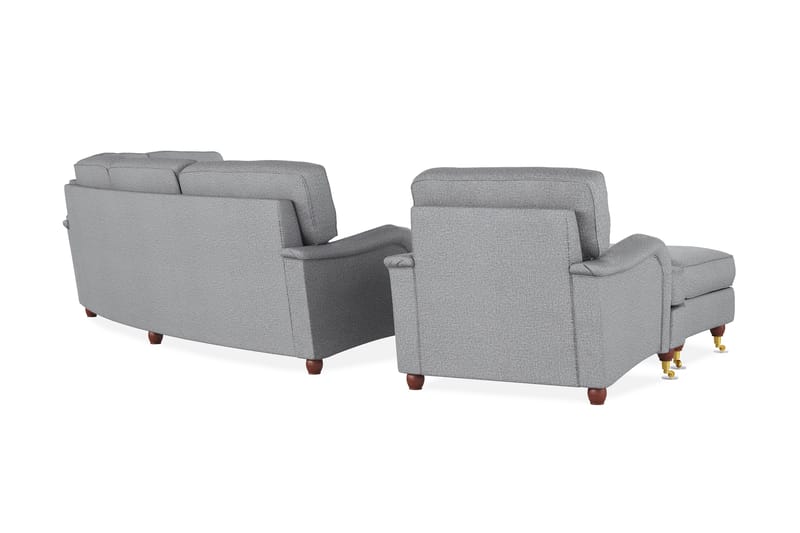 Howard Lyx Soffgrupp 4-sits + 3-sits Svängd Soffa + Fåtölj + Fotpall i Tyg - Ljusgrå - Möbler - Soffa - Soffgrupp - Soffgrupp 3 2 1