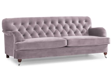 Howard Riviera Soffgrupp 3-sits + 2-sits Soffa + Fåtölj + Fotpall i Sammet - Lila - Möbler - Soffa - Soffgrupp - Soffgrupp 3 2 1