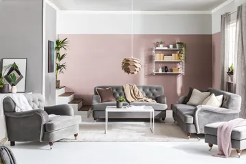 Howard Riviera Soffgrupp 3-sits + 2-sits Soffa + Fåtölj + Fotpall i Sammet - Ljusgrå - Möbler - Soffa - Soffgrupp - Soffgrupp 3 2 1