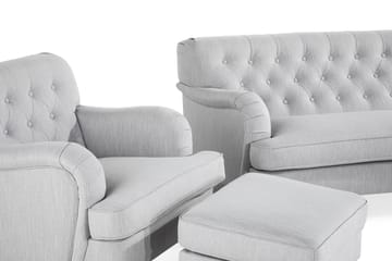 Howard Riviera Soffgrupp Svängd 3-sits + 2-sits Soffa + Fåtölj + Fotpall i Tyg - Grå - Möbler - Soffa - Soffgrupp - Soffgrupp 3 2 1