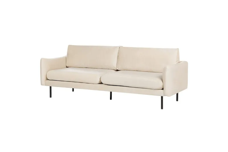 Soffgrupp med fotpall Vinterbro Ljusbeige/svart, Sammet - Ljusbeige/svart, Sammet - Möbler - Soffa - Soffgrupp