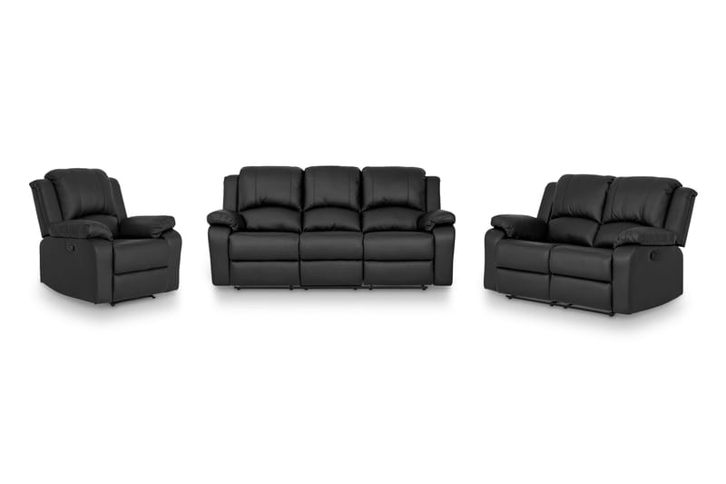 Norbo Soffgrupp 3-sits+2-sits+Fåtölj Konstläder, Svart
