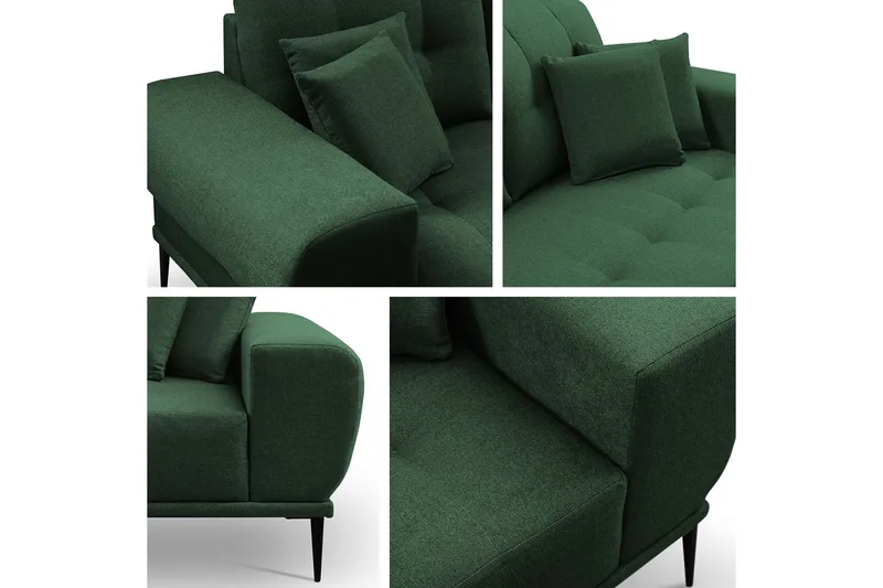 Rapale Soffgrupp Höger med Fotpall - Sammet/Ljusgrå/Svart - Möbler - Soffa - Divansoffor & schäslongsoffa