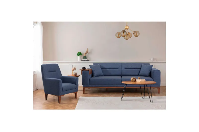 Wyong Soffgrupp 3-sits Soffa + Fåtölj, Mörkblå