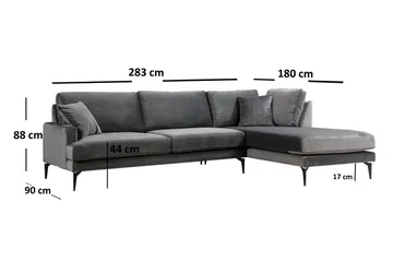 Stacker Hörnsoffa med Divan Höger - Svart - Möbler - Soffa - Divansoffor & schäslongsoffa