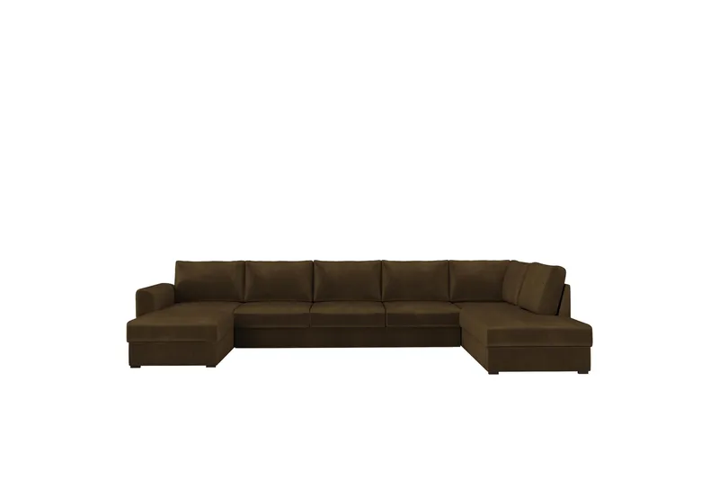 Taberk Soffa med Divan och Schäslong 5-sits, Brun