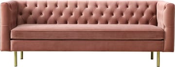 Toto 3-sits rosa soffa med guldiga ben - Rosa - Möbler - Soffa - Sammetssoffa