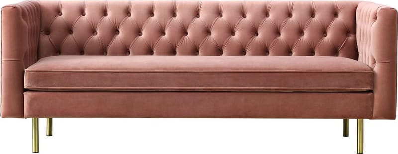 Toto 3-sits rosa soffa med guldiga ben - Rosa - Möbler - Soffa - Sammetssoffa