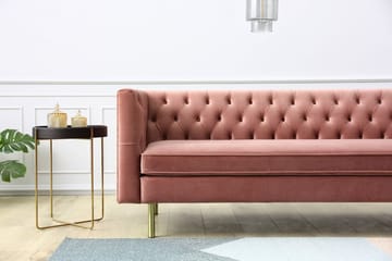 Toto 3-sits rosa soffa med guldiga ben - Rosa - Möbler - Soffa - Sammetssoffa