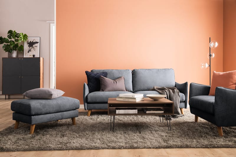 Trend Lyx 2-sits Soffa i Tyg med Svängda Armstöd - Grå - Möbler - Soffa - 2 sits soffa
