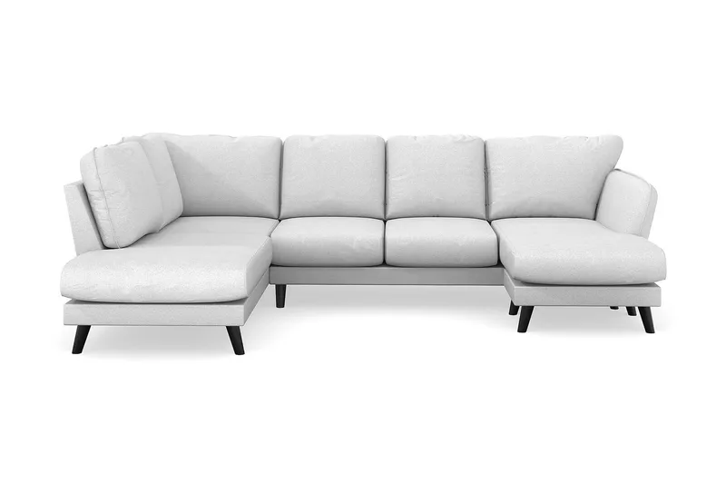 Trend Lyx 4-sits Högervänd U-formad Soffa med Divan och Schäslong i Tyg, Ljusgrå