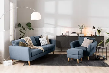 Trend Soffgrupp 3-sits + 2-sits Tygsoffa - Blå - Möbler - Soffa - Soffgrupp