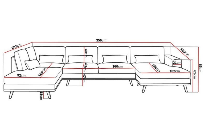 Copenhagen 5-sits Vänstervänd U-formad Soffa med Divan och Schäslong i Manchester - Mörkgrå - Möbler - Soffa - U-soffa