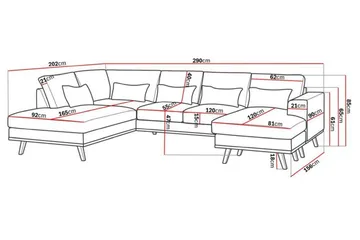 Copenhagen Compact 4-sits Vänstervänd U-formad Large Soffa med Divan och Schäslong i Sammet - Mörkgrå - Möbler - Soffa - U-soffa