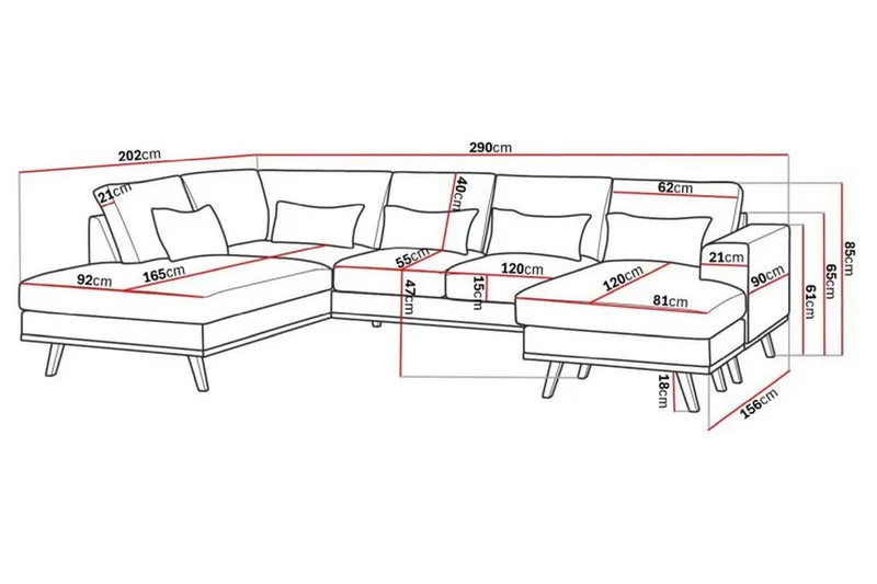Copenhagen Compact 4-sits Vänstervänd U-formad Large Soffa med Divan och Schäslong i Sammet - Mörkgrå - Möbler - Soffa - U-soffa