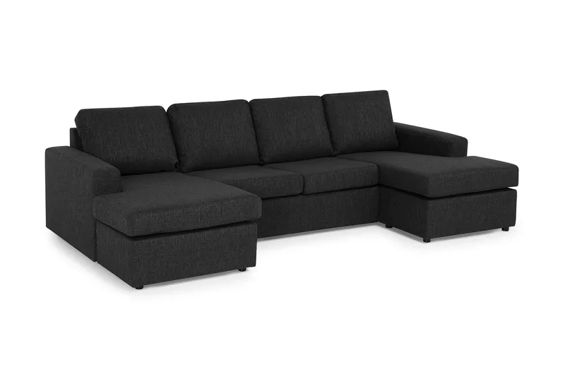 Crazy 4-sits U-formad Soffa med dubbeldivan i Tyg - Antracit - Möbler - Soffa - U-soffa