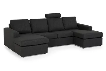 Crazy 4-sits U-formad Soffa med dubbeldivan i Tyg - Antracit - Möbler - Soffa - U-soffa