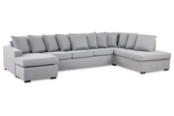 Crazy 5-sits Högervänd U-formad X-Large Soffa med Divan och Schäslong i Tyg inkl Kuvertkuddar - Grå - Möbler - Soffa - U-soffa