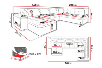 Dynir Soffa med Divan och Schäslong 4-sits - Svart/Grön - Möbler - Soffa - U-soffa