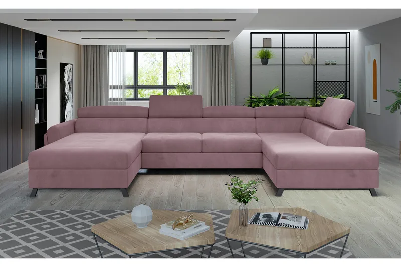 Josette U-soffa med Divan Vänster, Rosa