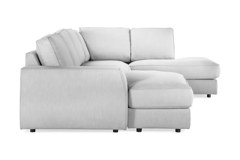 Optus Lyx 4-sits Högervänd U-formad Soffa med Divan och Schäslong i Tyg - Grå - Möbler - Soffa - U-soffa