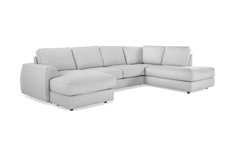 Optus Lyx 4-sits Högervänd U-formad Soffa med Divan och Schäslong i Tyg - Grå - Möbler - Soffa - U-soffa