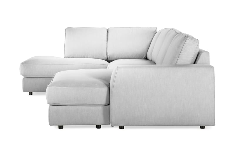 Optus Lyx 4-sits Vänstervänd U-formad Soffa med Divan och Schäslong i Tyg - Grå - Möbler - Soffa - U-soffa
