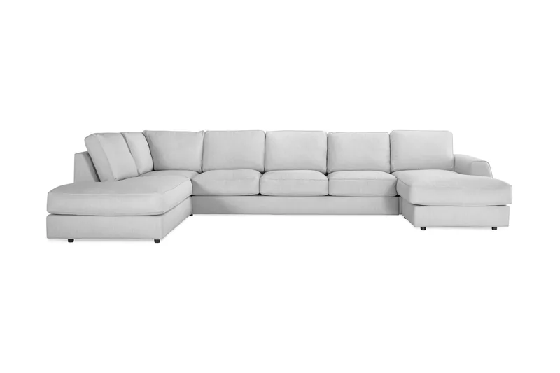 Optus Lyx 6-sits Vänstervänd U-formad Large Soffa med Divan och Schäslong i Tyg, Grå