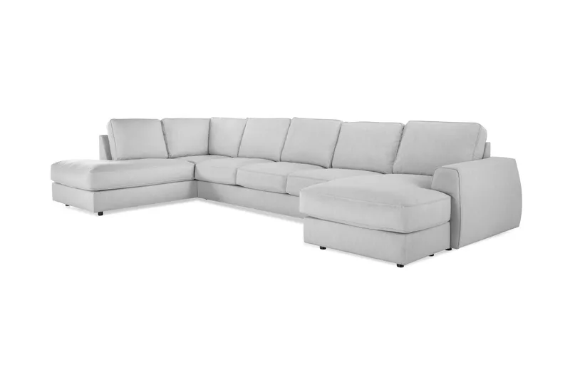 Optus Lyx 6-sits Vänstervänd U-formad Large Soffa med Divan och Schäslong i Tyg - Grå - Möbler - Soffa - U-soffa