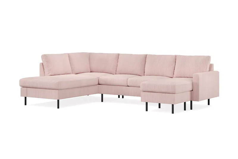 Peppe 4-sits Vänstervänd U-formad Soffa med Divan och Schäslong i Manchester - Rosa - Möbler - Soffa - U-soffa