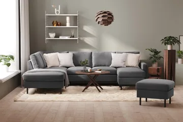 Peppe 4-sits Vänstervänd U-formad Soffa med Divan och Schäslong i Tyg - Ljusgrå - Möbler - Soffa - U-soffa