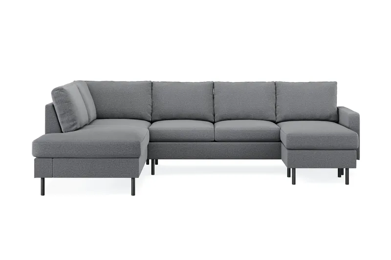 Peppe 4-sits Vänstervänd U-formad Soffa med Divan och Schäslong i Tyg, Ljusgrå
