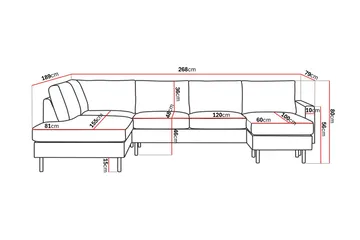 Peppe 4-sits Vänstervänd U-formad Soffa med Divan och Schäslong i Tyg - Ljusgrå - Möbler - Soffa - U-soffa